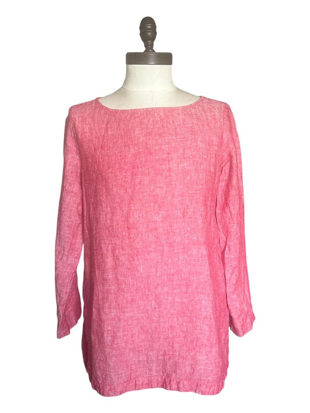Soft Surroundings 100% Linen Tunic Top Coastal Lagenlook  Summer Vacay SZ M Red